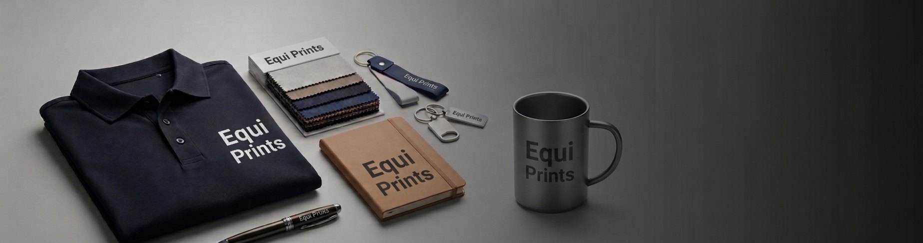 Relatiegeschenken met logo: polo, notitieboek, sleutelhanger, pen en mok – Equi Prints